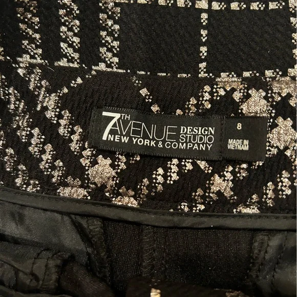NY&CO Palazzo Pant Black Plaid Metallic 7th Avenue - Picture 10 of 15